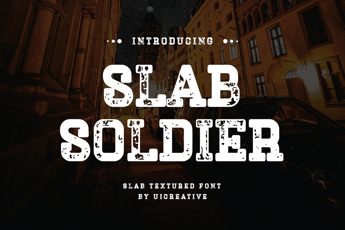 Slab Soldier Textured Font, a Slab Serif Font by UICreative (Photo 1 of 12)