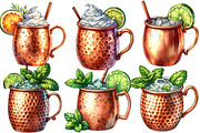 Moscow Mule Cocktail Watercolor Clip, an Illustration by Designworld (Thumbnail 2 of 6)