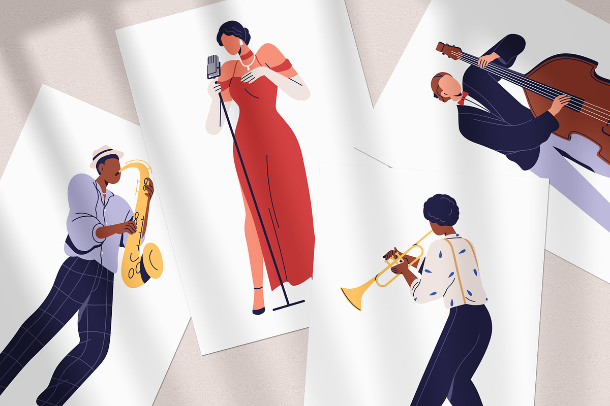 Jazz band musicians performing music, a Person Illustration by Good Studio (Photo 5 of 6)