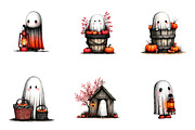 Whimsical Halloween Peeking Ghost, a Seasonal Illustration by CreationArt (Thumbnail 2 of 5)