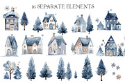 Watercolor Winter Blue houses, an Object Illustration by Evgeniia (Thumbnail 6 of 6)