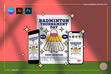 Badminton Tournament Day Flyer Canva