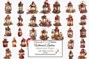 Watercolor Whimsical Christmas Lamp