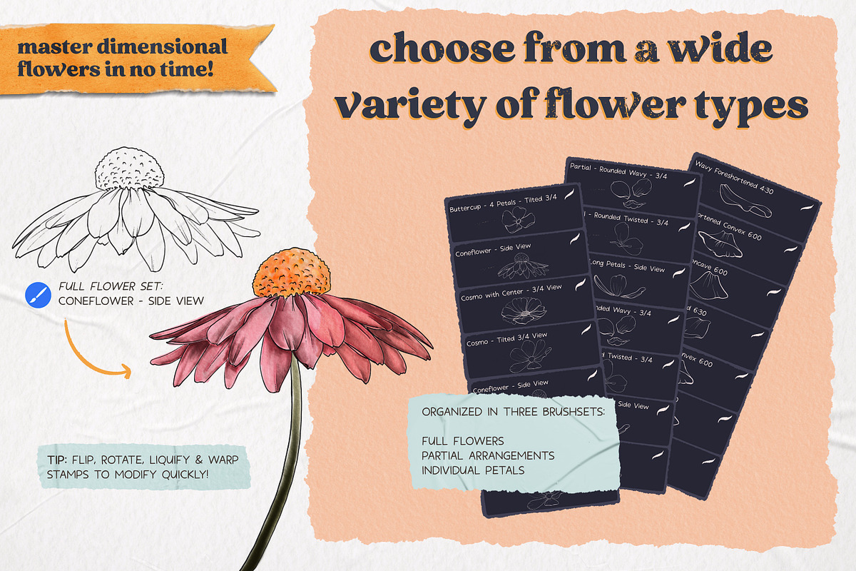 Flower Builder Kit for Procreate, a Brush Add-On by Wooly Pronto (Photo 5 of 11)
