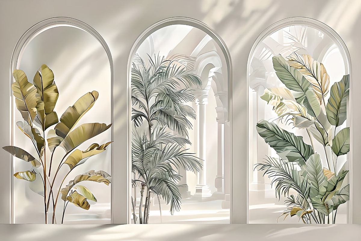 Tropical Plants In a Arched, an Illustration by Liubovi Samoilova SHOP