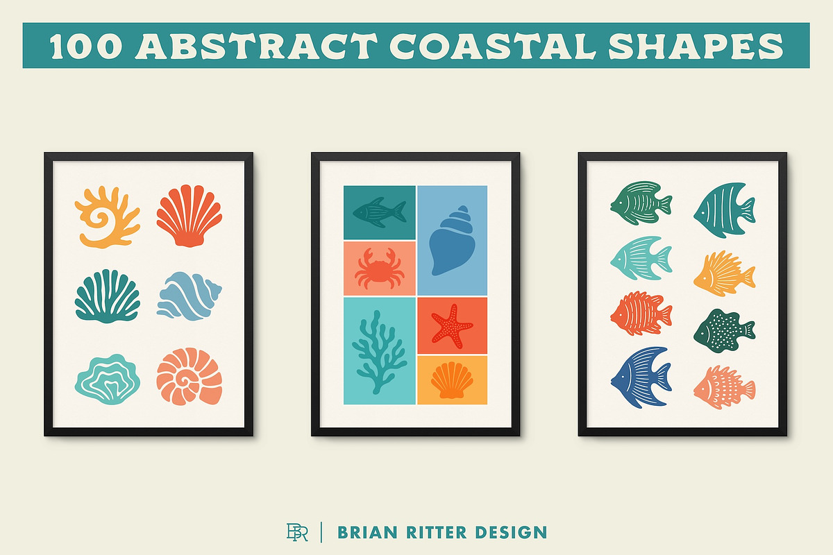 100 Abstract Sea Life Shapes, an Object Graphic by Brian Ritter Design (Photo 3 of 6)