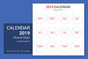 Calendar 2019 Round Style, a Stationery Template by WORAKAMON Design Studio (Thumbnail 2 of 4)
