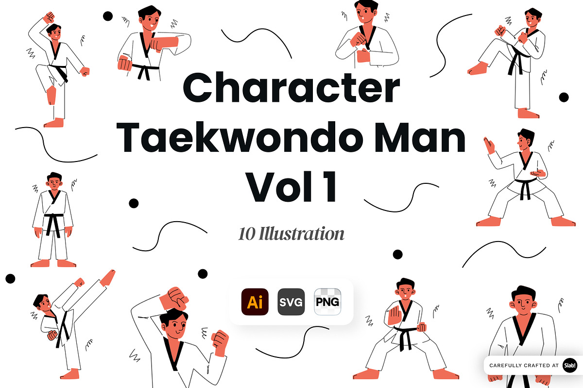 Taekwondo Man Character Vol 1, a Sport Illustration by SLAB! Design (Photo 1 of 3)