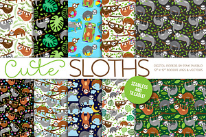 Sloth Patterns or Digital Papers