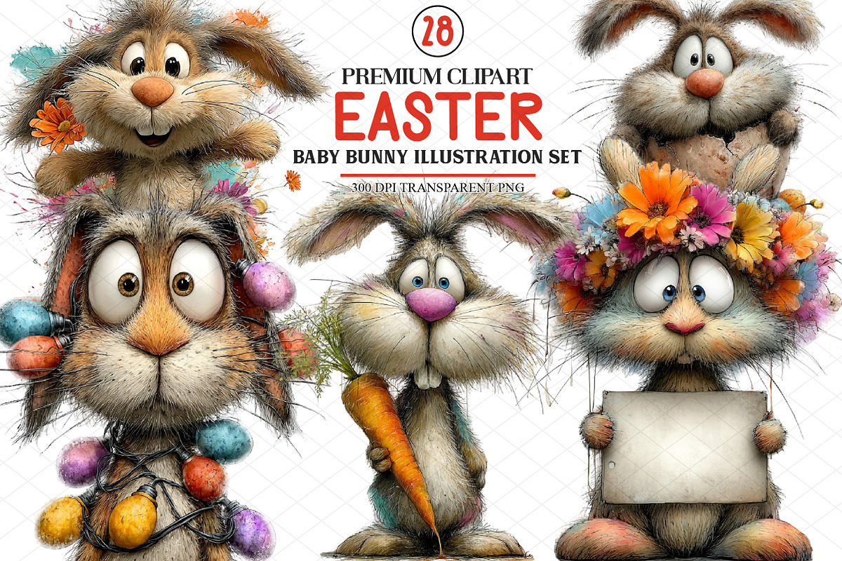 Baby Bunny Easter Illustration Set, an Illustration by cherrydesign (Photo 1 of 4)