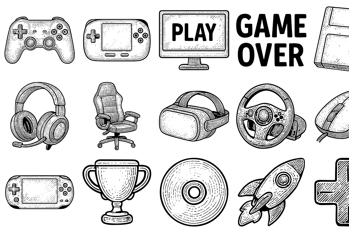 Gaming Icon Set, an Object Graphic by nikagraphic