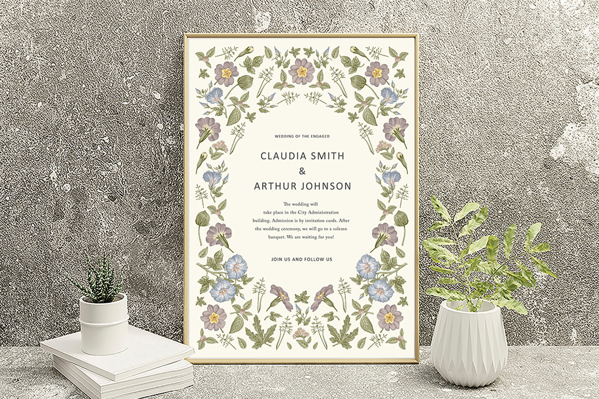 3 Wedding Cards + Seamless Pattern, a Pattern Graphic by Vintage (Photo 11 of 15)