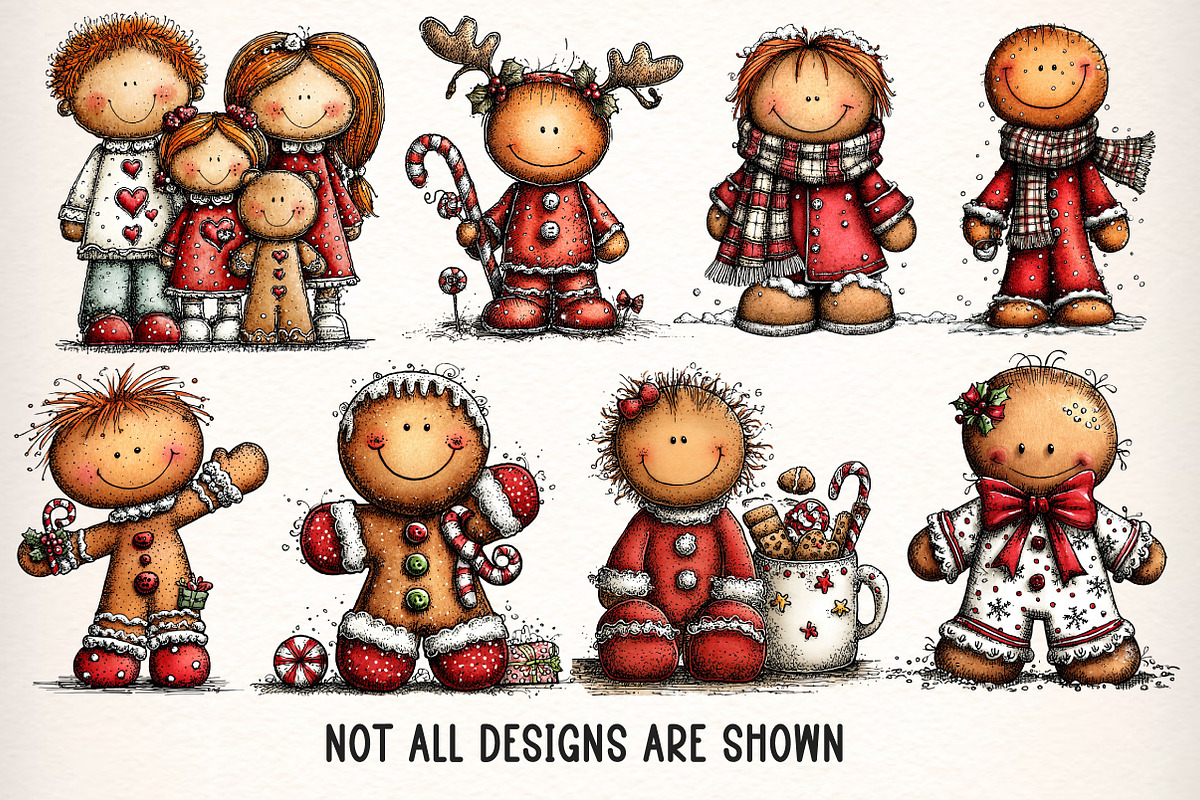 Whimsical Gingerbread Man Clipart, an Illustration by Dream Creation (Photo 3 of 7)