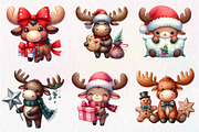 Kawaii Christmas Moose Clipart, an Illustration by Dream Creation (Thumbnail 2 of 7)