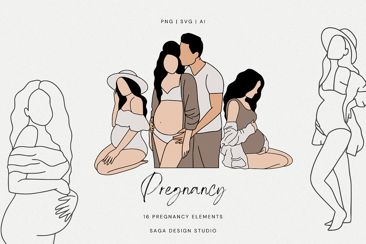 Minimalist Pregnancy Illustrations, an Illustration by Saga Design Studio (Photo 1 of 6)