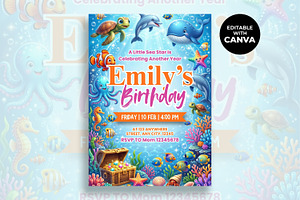 Under the Sea Birthday Invitation, an Invitation Template by M9 Design