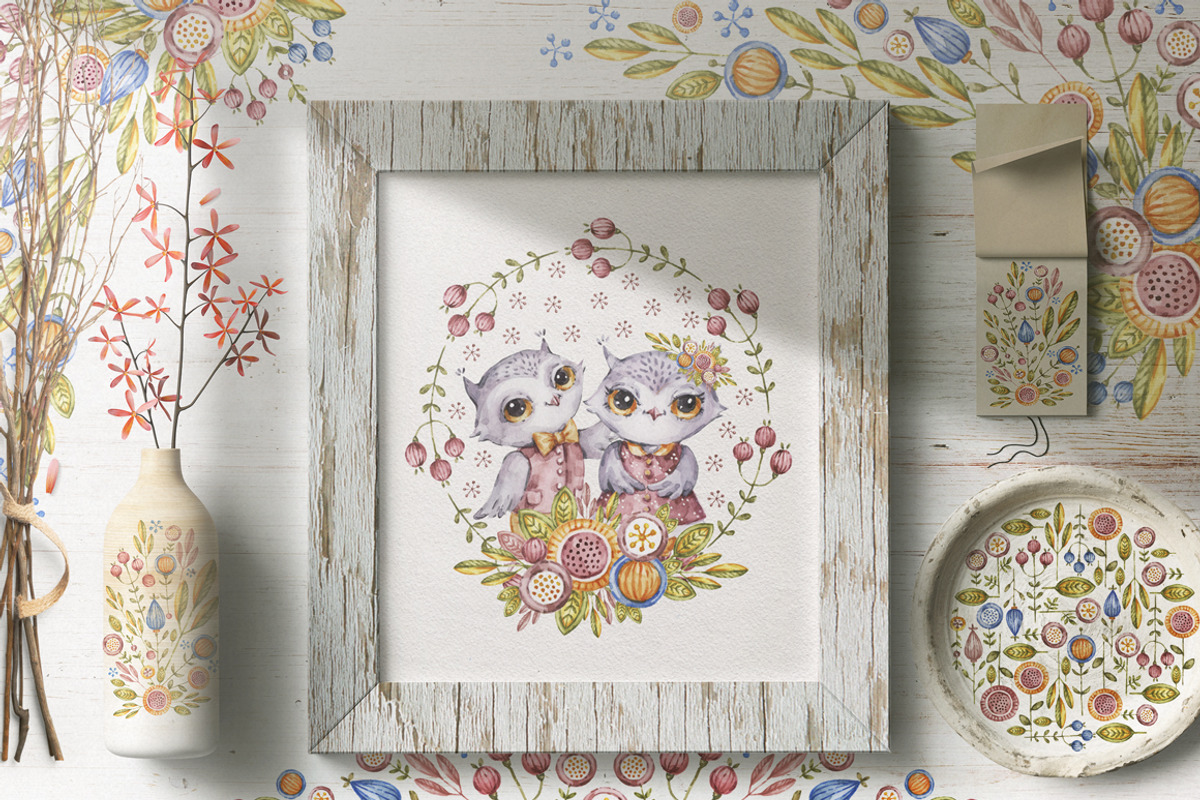 Cute owls. Watercolor collection, an Animal Illustration by UlitkaStudio (Photo 7 of 17)