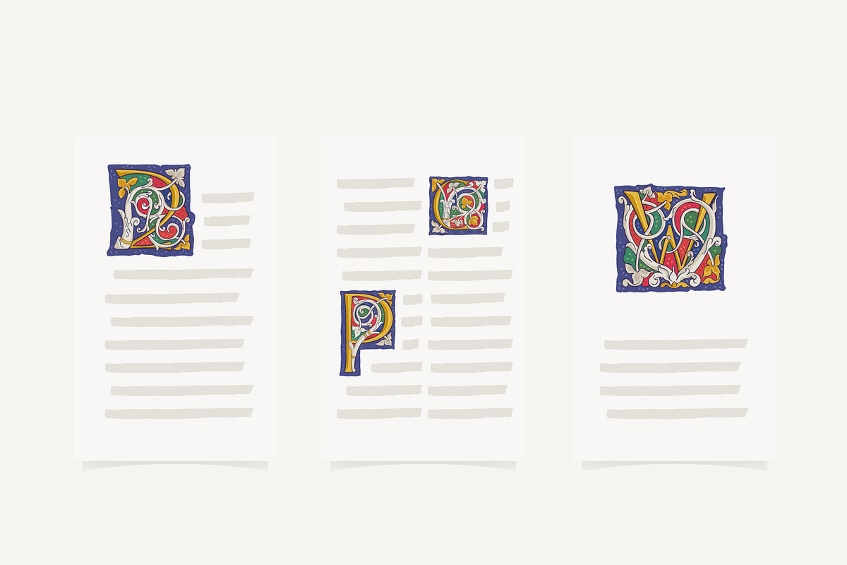 Ptolemei Colored drop caps font, a Blackletter Font by kaer_shop (Photo 7 of 12)