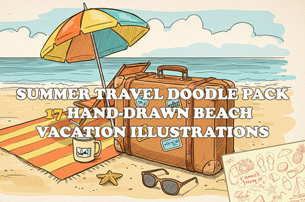 Summer Travel Doodle Pack –17 Sketch