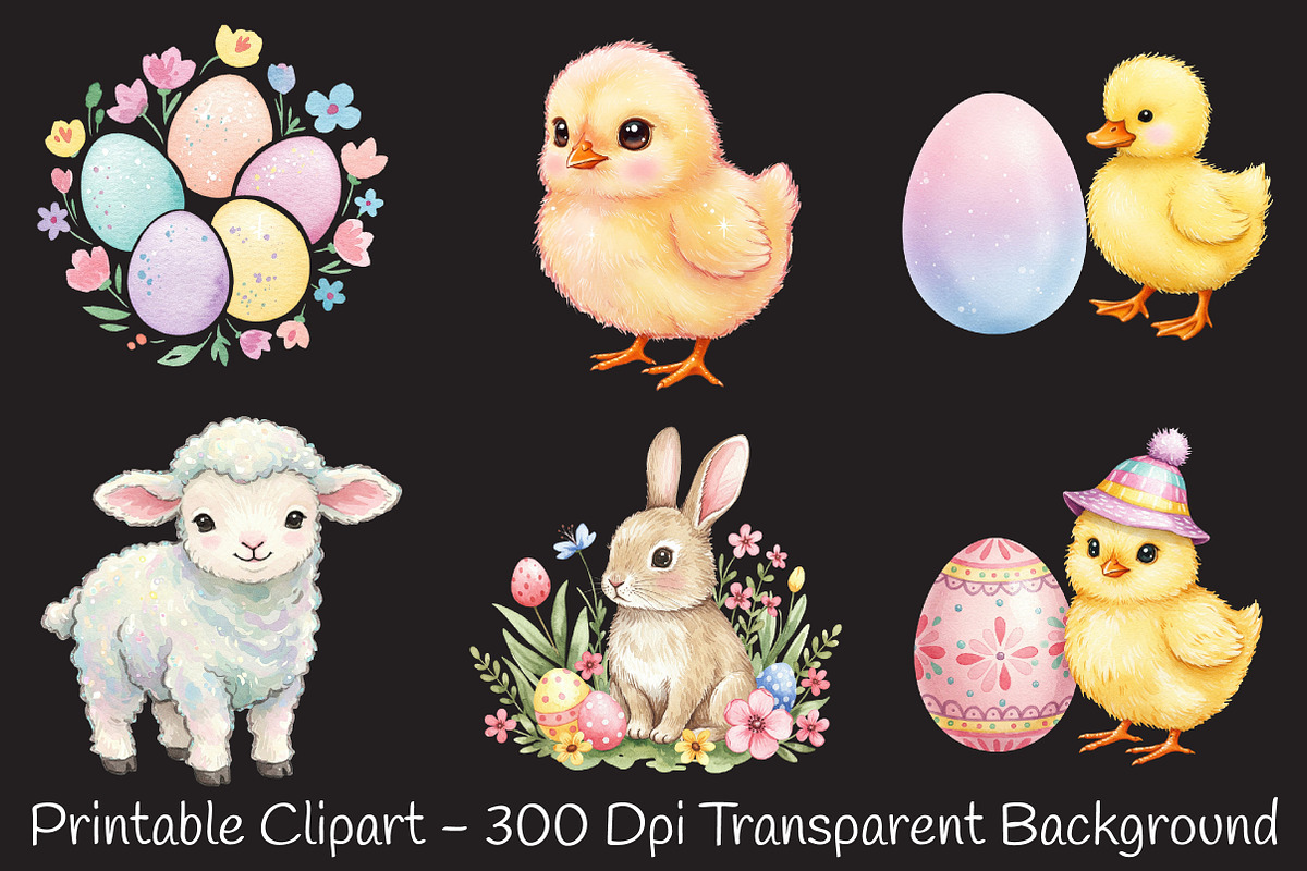Cute Pastel Easter Clipart, a Seasonal Illustration by RobertsArt (Photo 4 of 7)