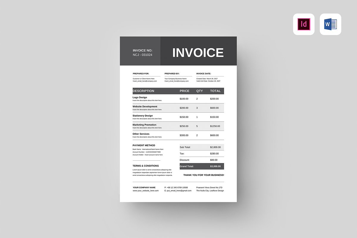 Invoice, a Stationery Template by Leaflove (Photo 1 of 5)