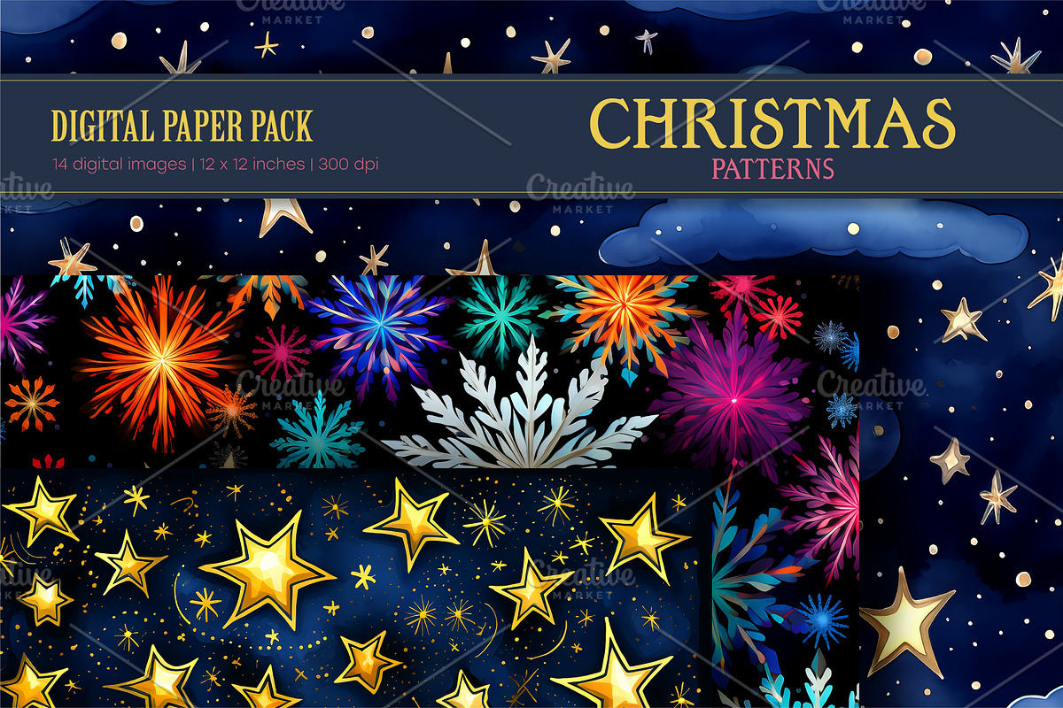 Christmas star patterns., a Pattern Graphic by KENO Mascots (Photo 2 of 4)
