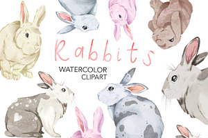 Watercolor Easter Clipart. Rabbit, an Animal Illustration by NKTKNS