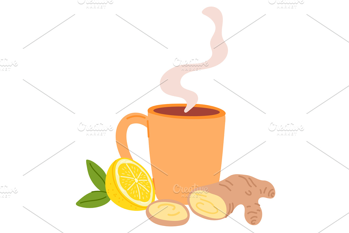 Fragrant cup of tea with pieces of, a Food Illustration by Vectorbuum