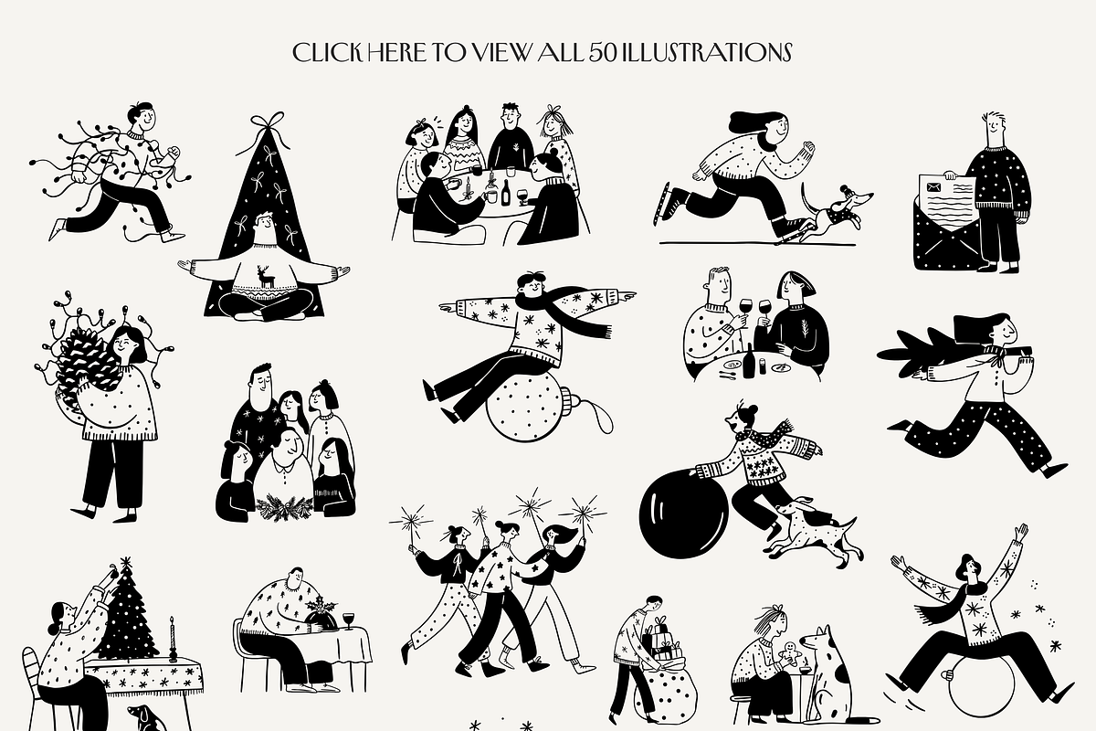 Christmas People: 50 Line Art, a Person Illustration by Veyla (Photo 3 of 14)
