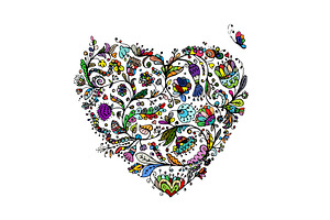 Ornate Floral Heart For Your Design