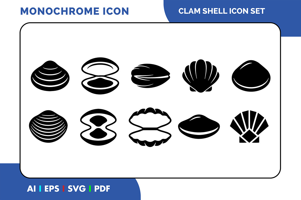 Clam Shell Icon Pack Vector Icons, a Solid Icon by Fontmine Studio (Photo 1 of 3)