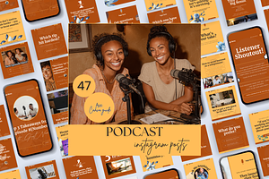PODCAST INSTAGRAM POSTS TEMPLATE, a Social Media Template by Daring Digies