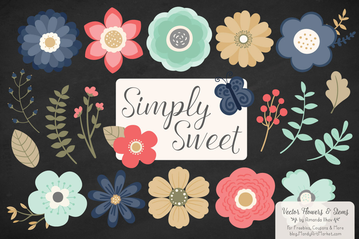 Modern Chic Flowers Clipart, an Illustration by Amanda Ilkov (Photo 2 of 4)