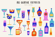 Bar drinks and bottles, a Food Illustration by lexminci (Thumbnail 2 of 17)