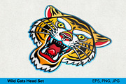 Wild Cats Head Set, an Animal Illustration by Moloko88 (Thumbnail 4 of 8)