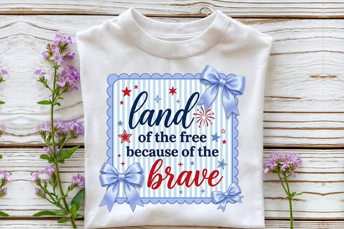 Preppy 4th of July Png, Land of Free, a Seasonal Illustration by Sublimation Artist (Photo 3 of 9)