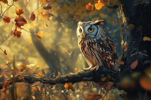 Captivating owl perched on a branch, a Photo by Iftikhar Alam