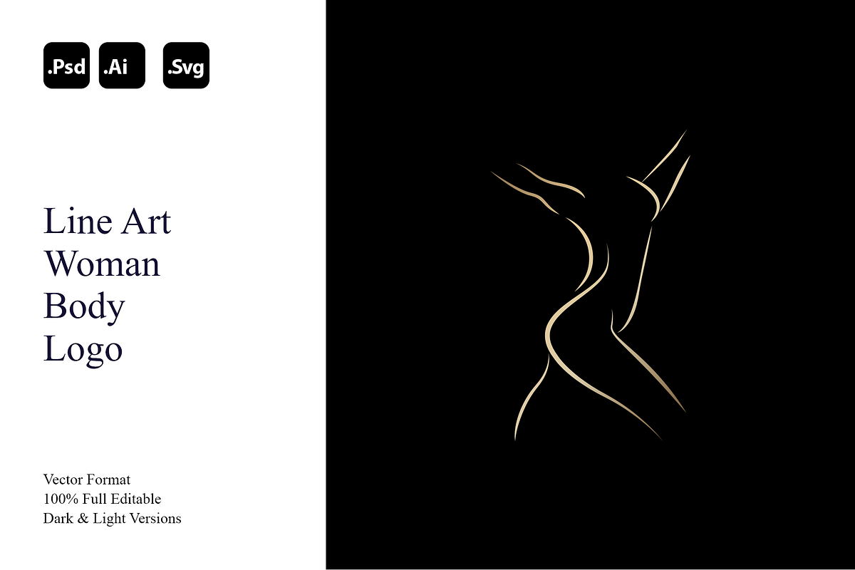 Line Art Woman Body Logo, a Branding & Logo Template by Luxury Logos (Photo 1 of 4)