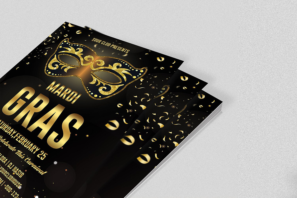 Mardi Gras Party Flyer Template, an Invitation Template by Template Shop (Photo 3 of 3)