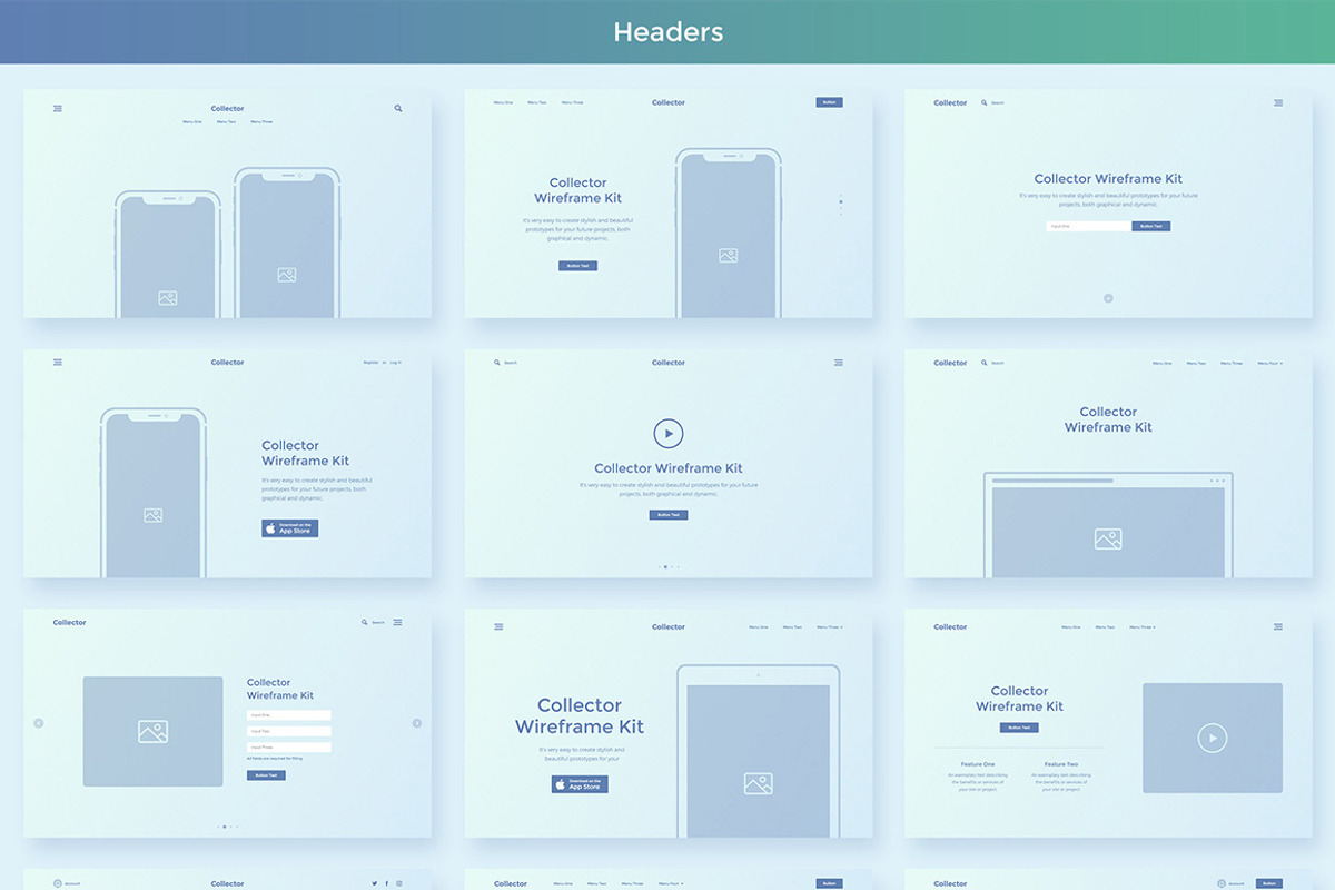 Collector Wireframe Web Kit, a Wireframe Template by Creatoly (Photo 3 of 7)