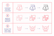 Care Instructions Line Icons, an Outline Icon by Made by Made (Thumbnail 3 of 8)