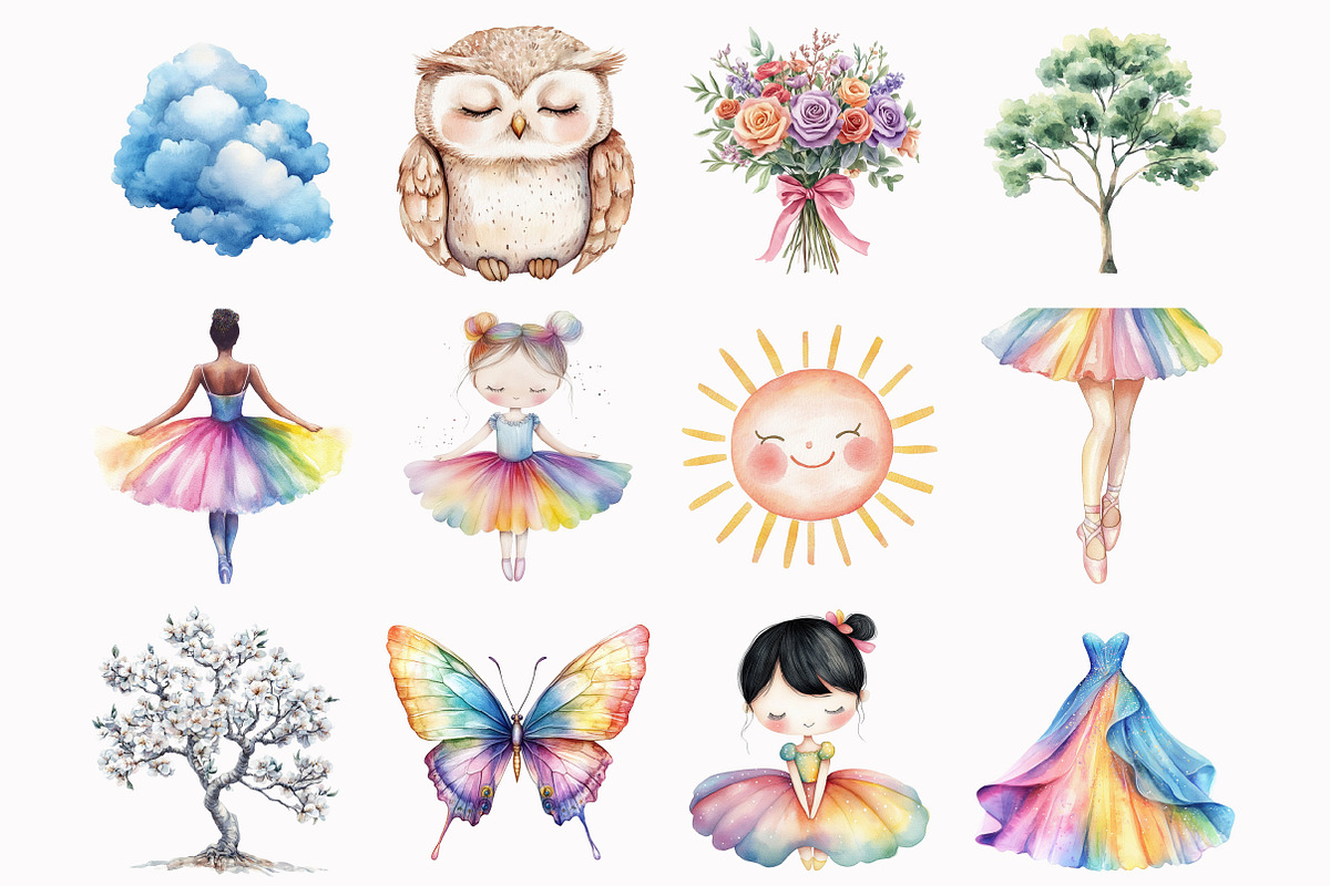 Watercolor Little Princess Clipart, a Seasonal Illustration by Design Market (Photo 2 of 5)