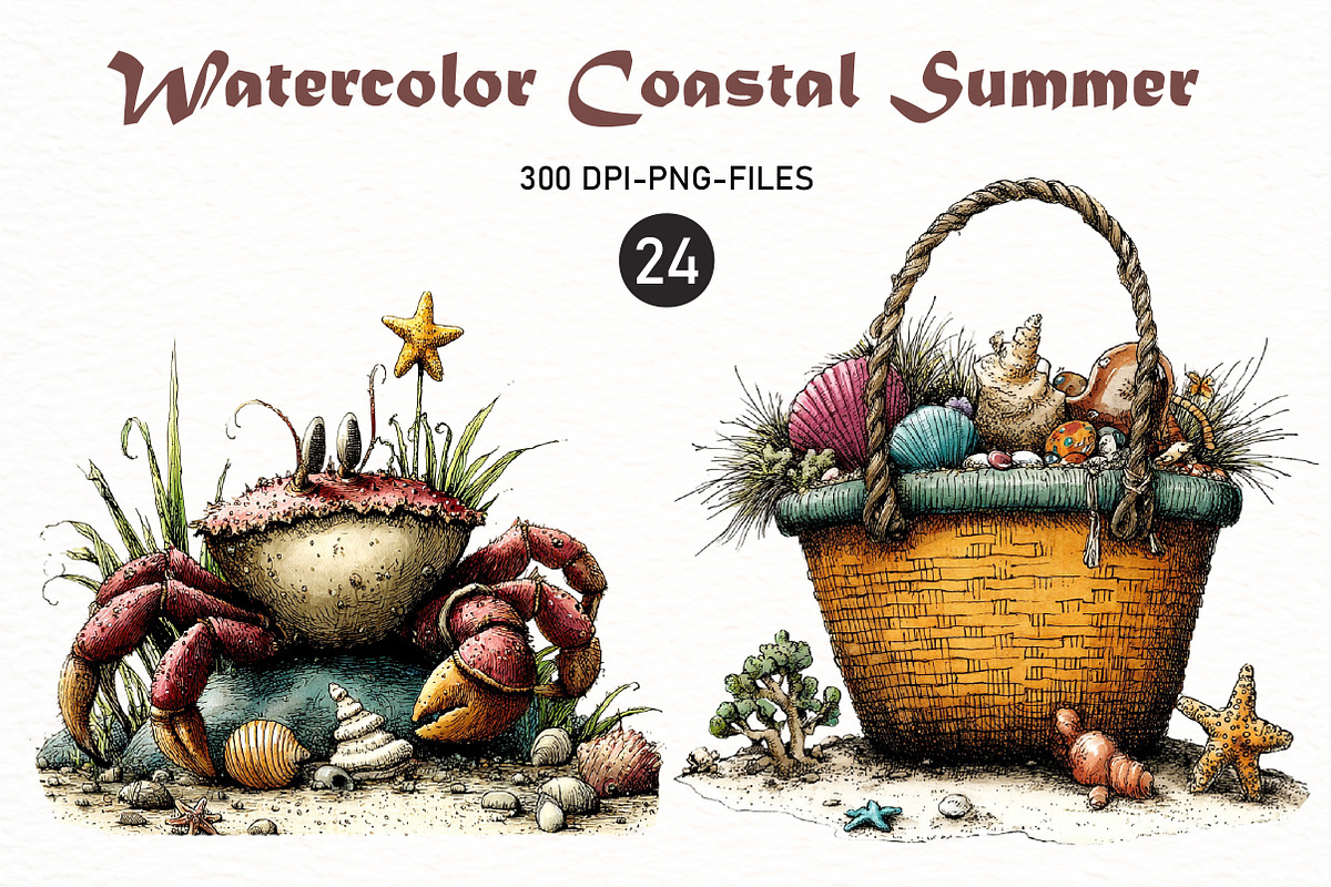 Watercolor Coastal Summer PNG, a Seasonal Illustration by Designworld (Photo 1 of 10)