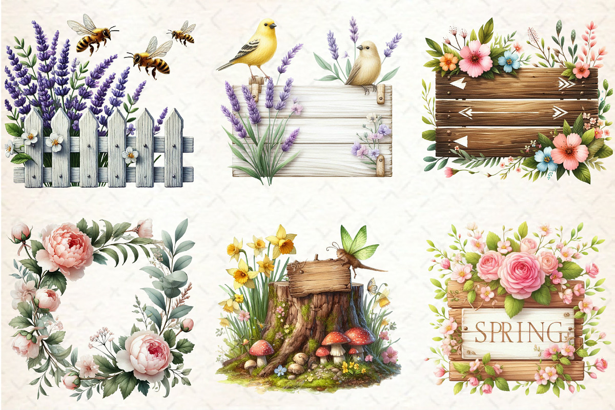 Spring Sign Board Sublimation Clipar, a Seasonal Illustration by Rose Art (Photo 3 of 4)