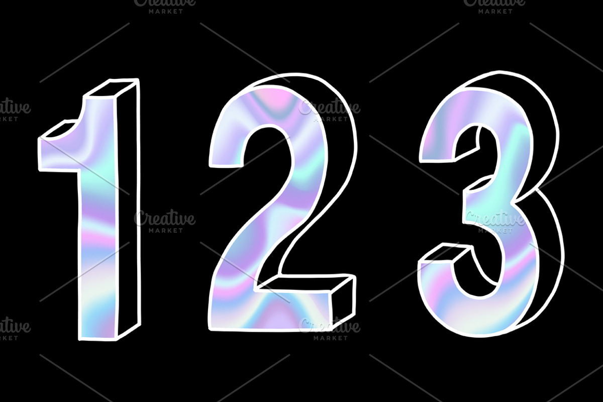 Modern holographic alphabet, a Decorative Illustration by A.Lila (Photo 4 of 5)