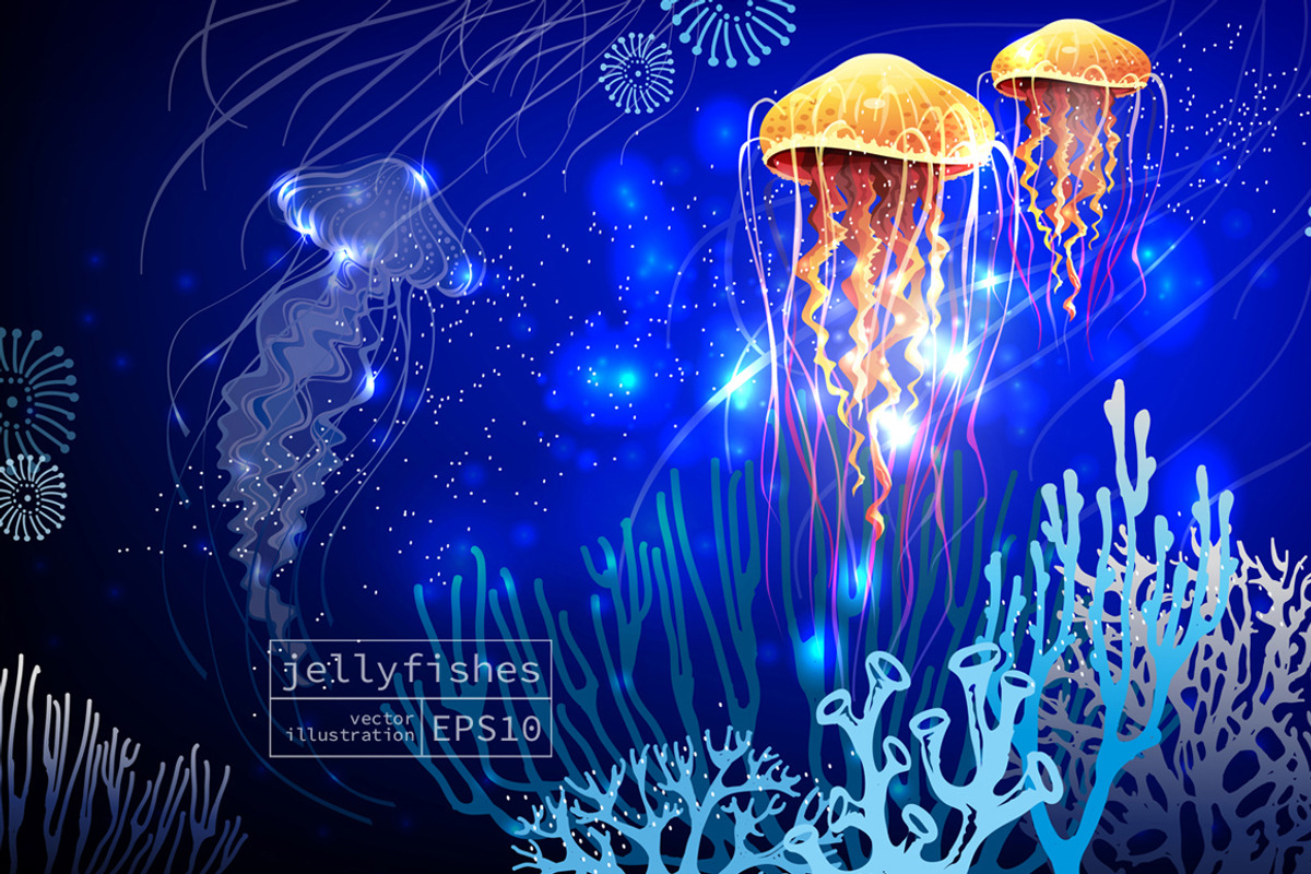 Underwater Jellyfish, an Illustration by ViktoriaARTprint (Photo 1 of 9)