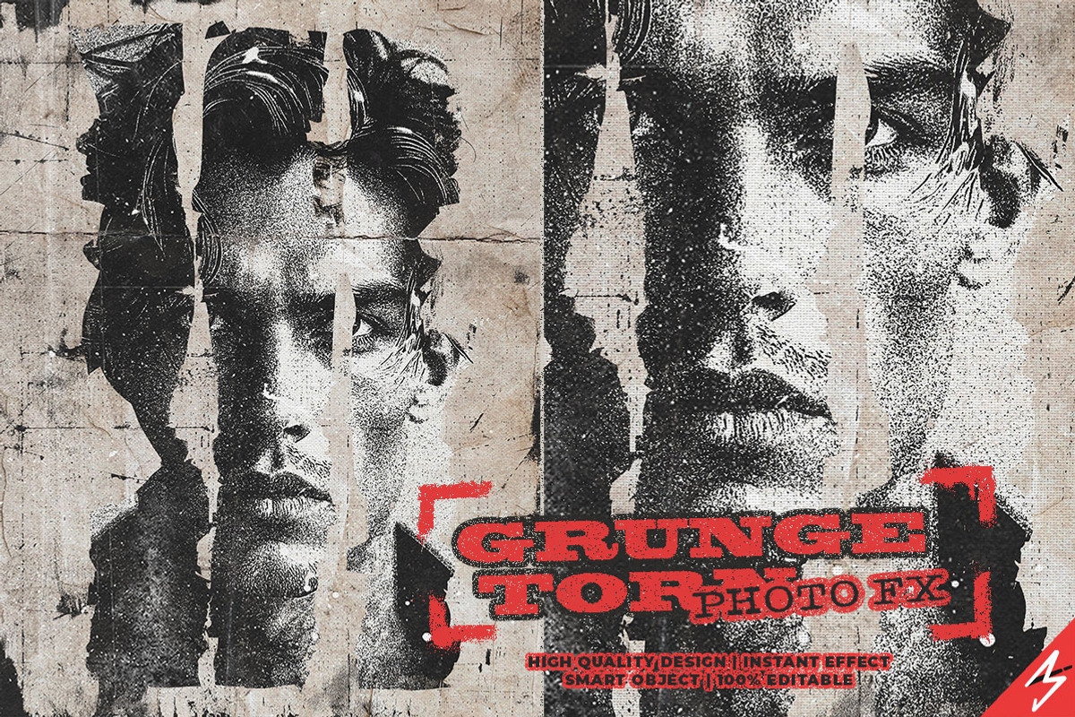 Grunge Torn Photo Effect, an Action Add-On by Amorjesu.com (Photo 1 of 33)