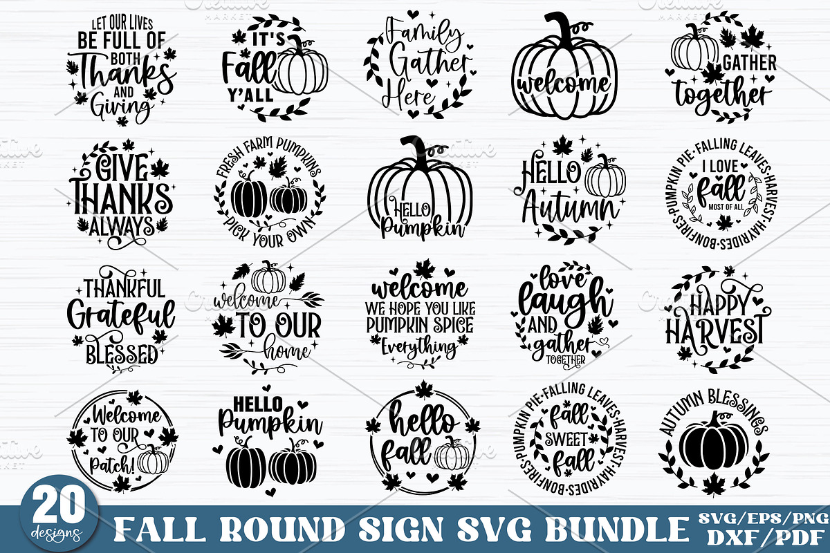 Fall Round Door hanger SVG Bundle, a Graphic by Designer302 (Photo 3 of 23)