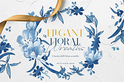 Delft Blue Floral Illustration Pack, a Decorative Illustration by BlueRobinDesignShop (Thumbnail 4 of 9)