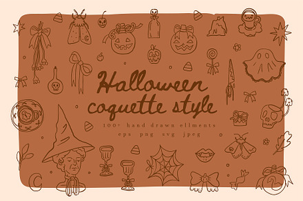 Coquette Halloween clipart elements, an Object Graphic by Cute vector